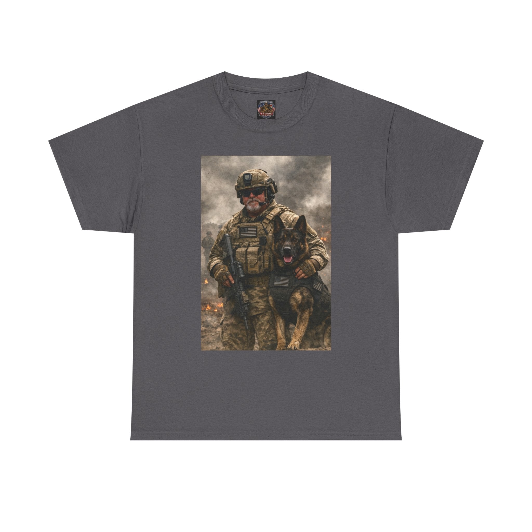 Military K-9 Soldier Graphic Tee – Tactical Camouflage Combat Print
