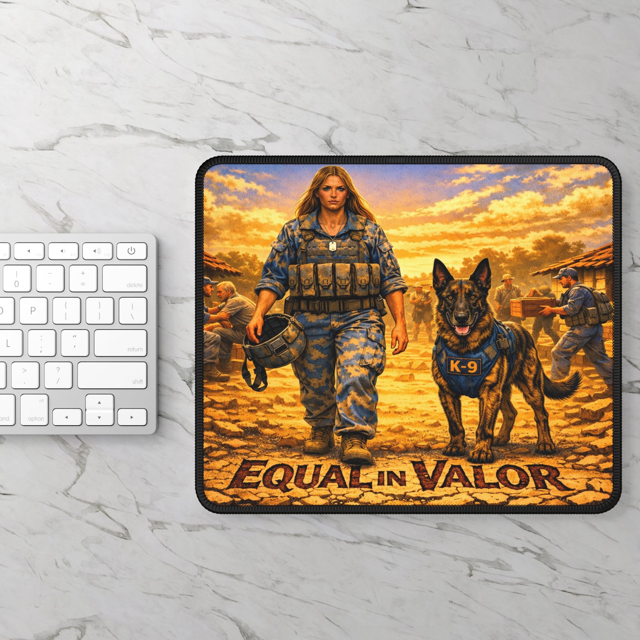 Gaming Mouse Pad — "Equal in Valor" Military K-9 Tribute