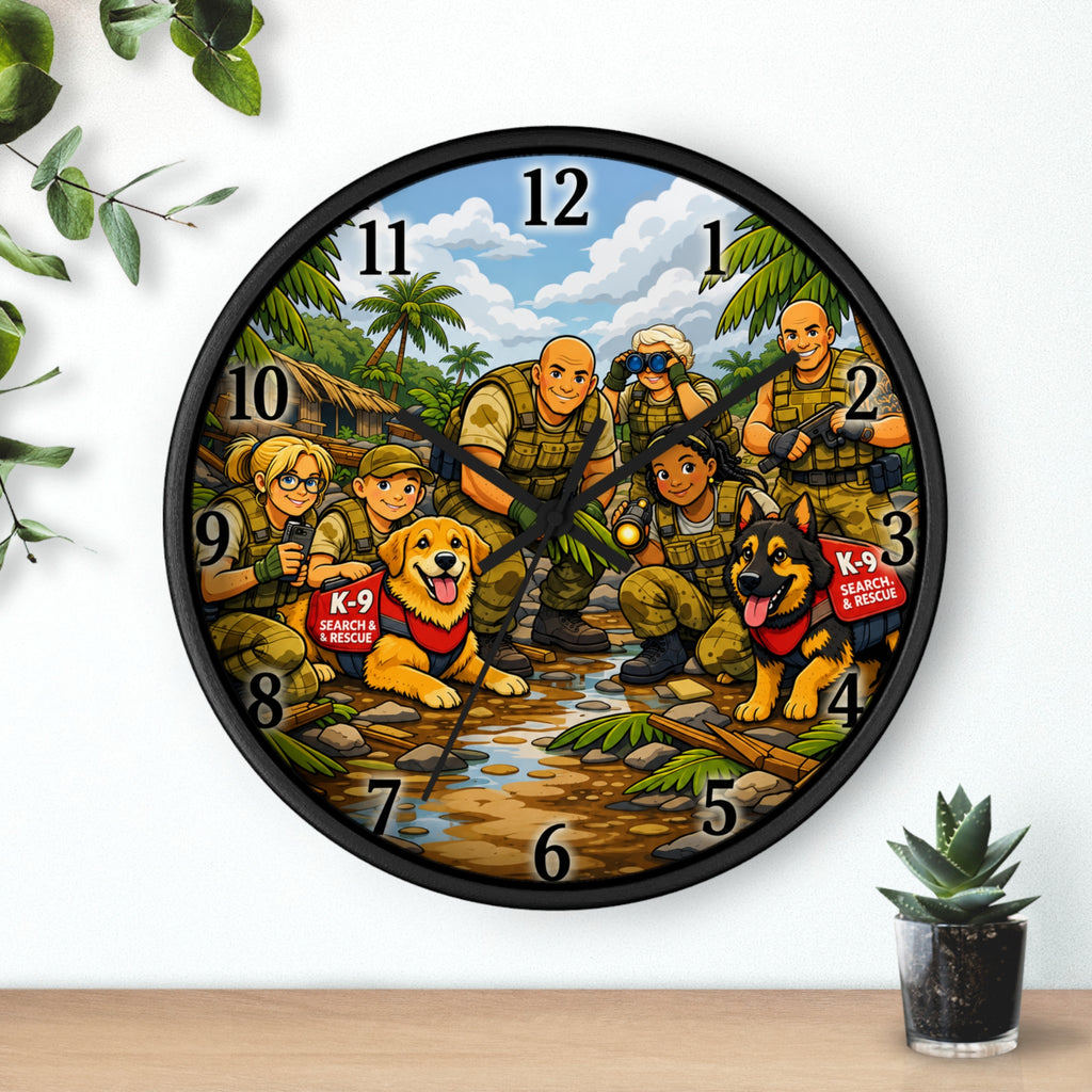 K-9 Search & Rescue Team Wall Clock – Military Rescue Dog Gift