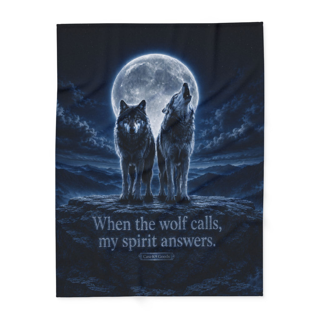 Wolf Moon Fleece Blanket — "When the wolf calls, my spirit answers" Cozy Arctic Throw for Nature Lovers