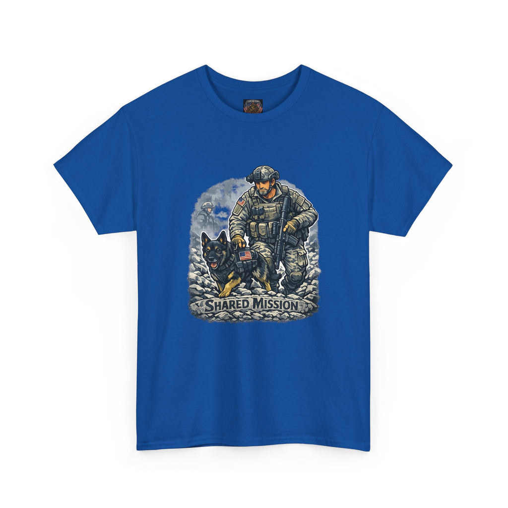 Military K9 T‑Shirt – 'Shared Mission' Soldier & German Shepherd Tribute Tee