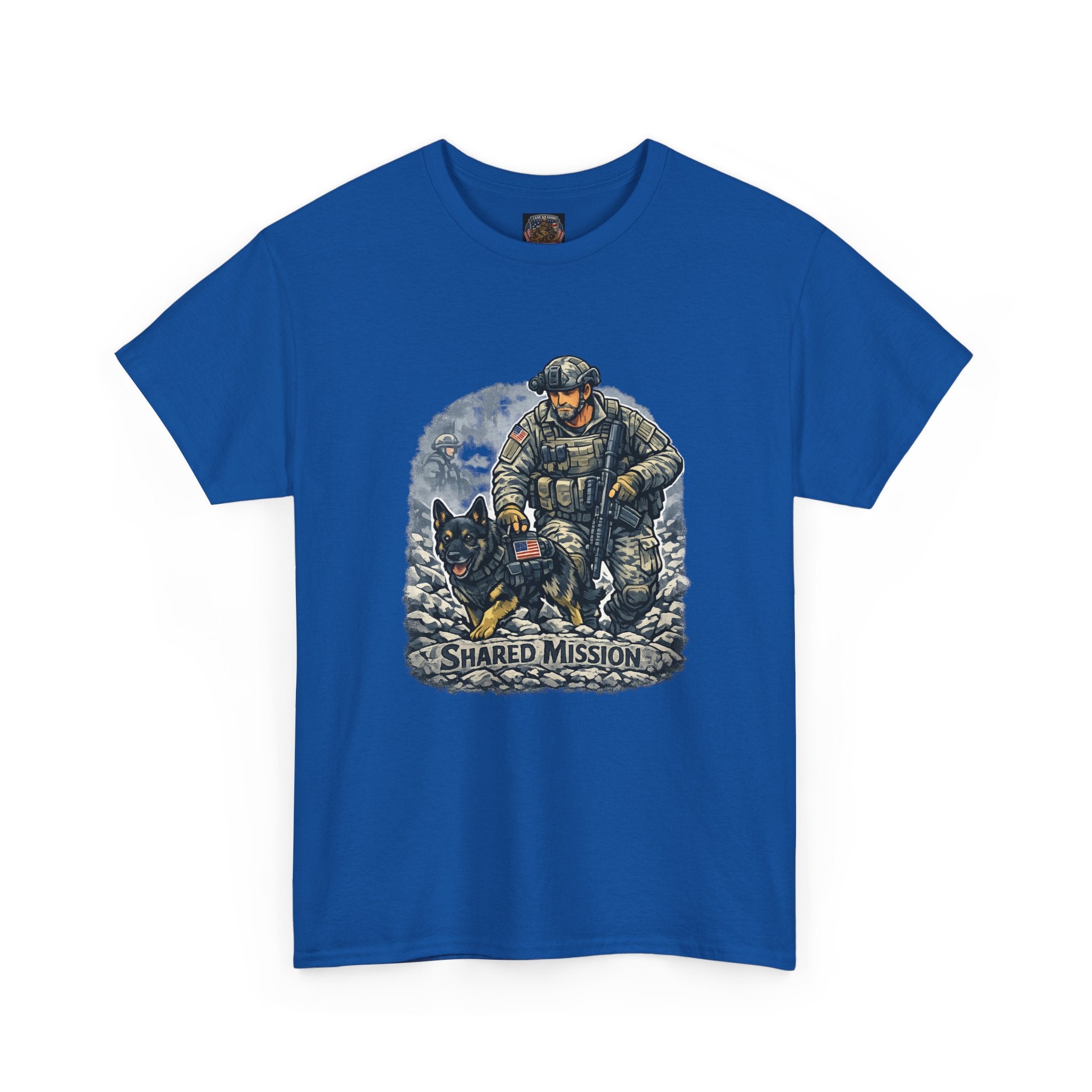 Military K9 T‑Shirt – 'Shared Mission' Soldier & German Shepherd Tribute Tee
