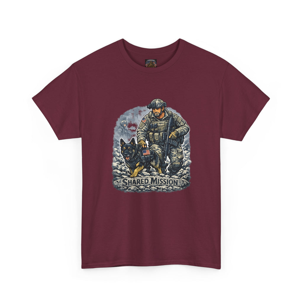 Military K9 T‑Shirt – 'Shared Mission' Soldier & German Shepherd Tribute Tee