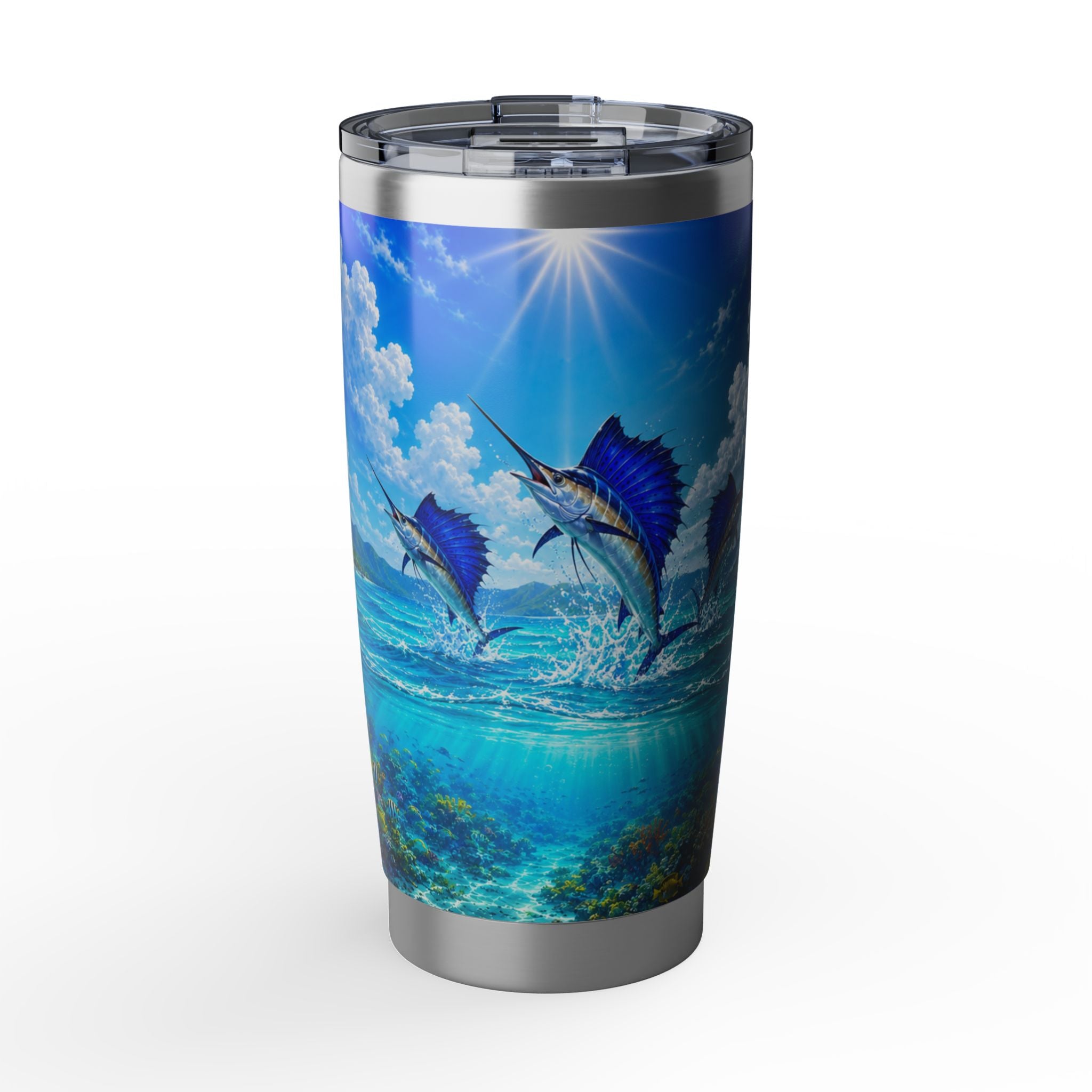 Tumbler — Tropical Marlin Ocean 20oz Stainless Travel Cup
