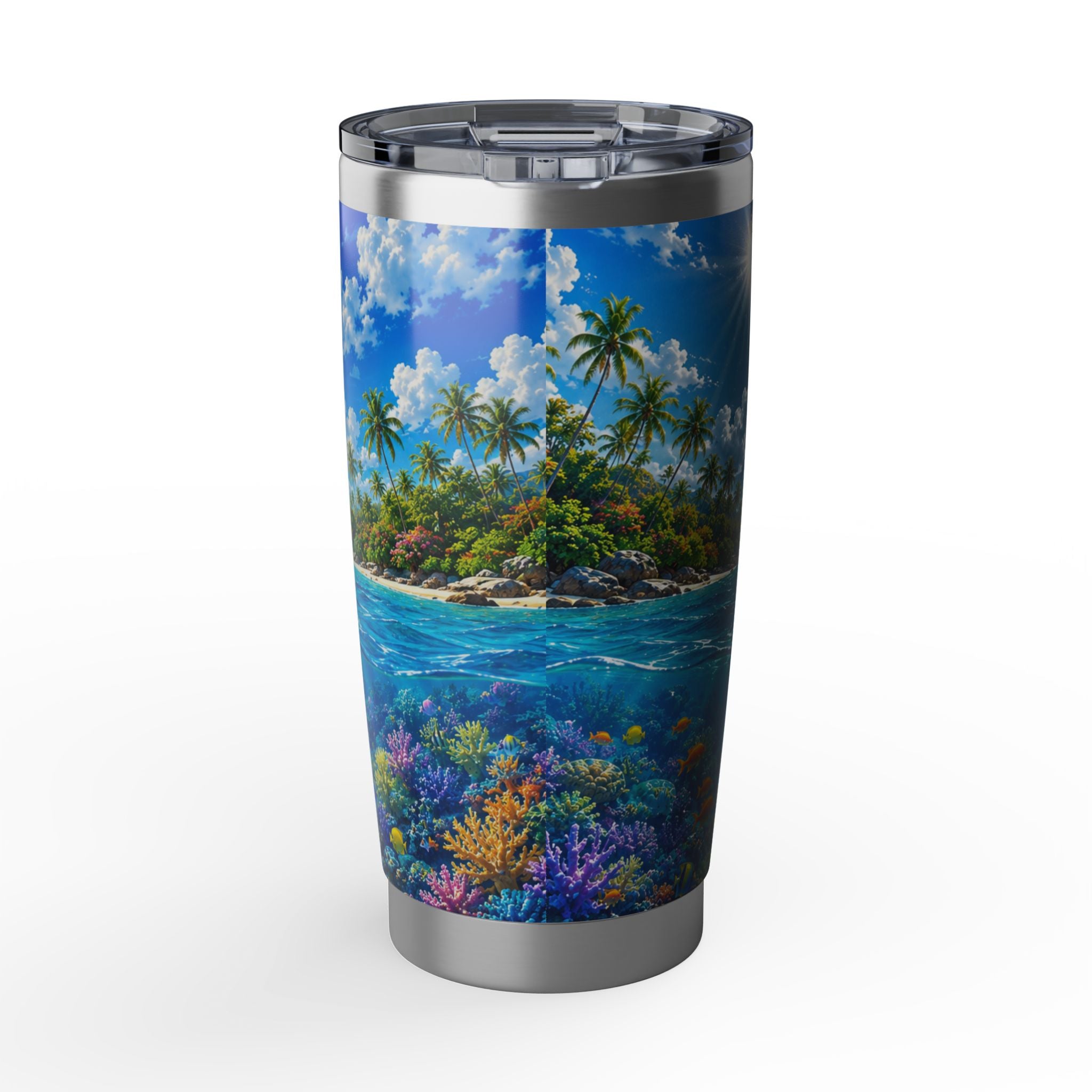 Dolphin Ocean 20oz Tumbler — Tropical Island Waves Stainless Travel Cup