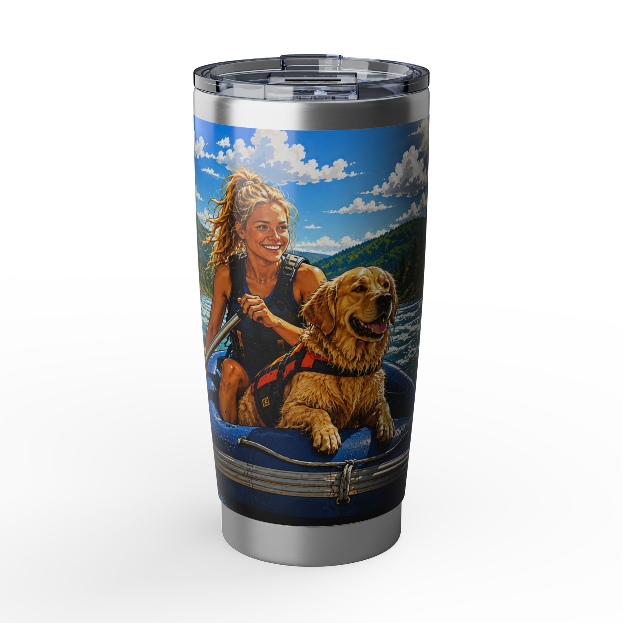 20oz Tumbler — Adventure Dog White Water Rafting Travel Mug