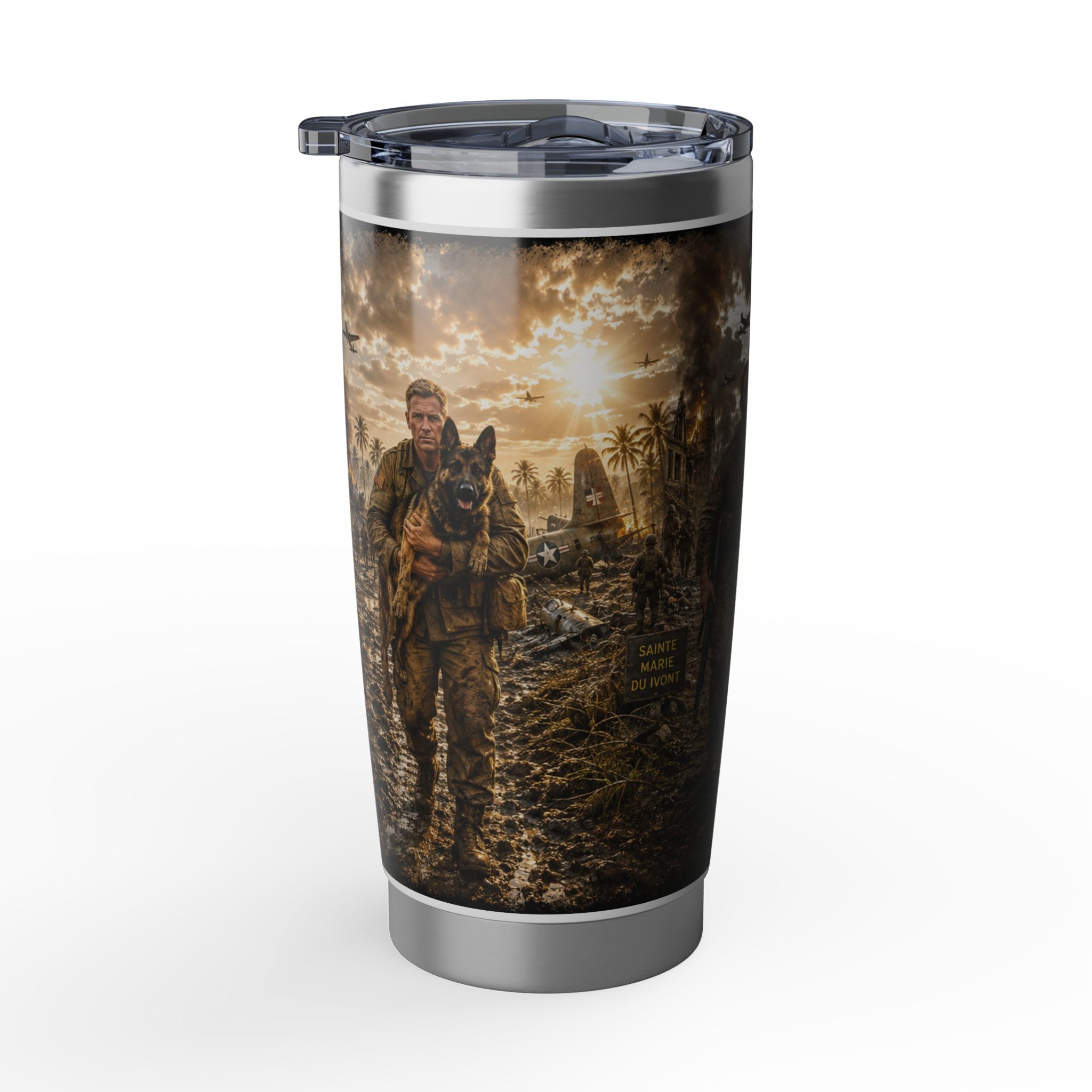 Vagabond Military Veteran Tumbler — Soldier & K9 Battlefield Travel Mug