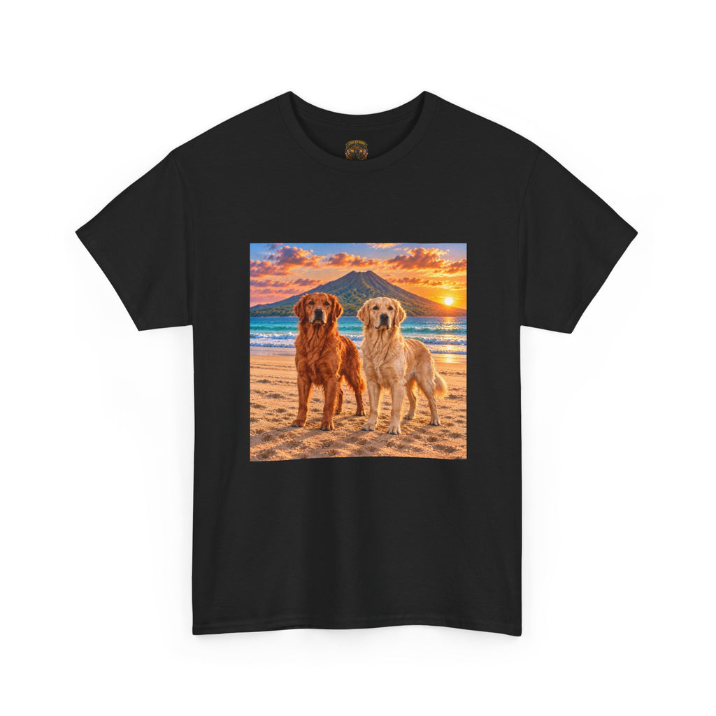 Golden Retrievers on Beach Sunset T-Shirt