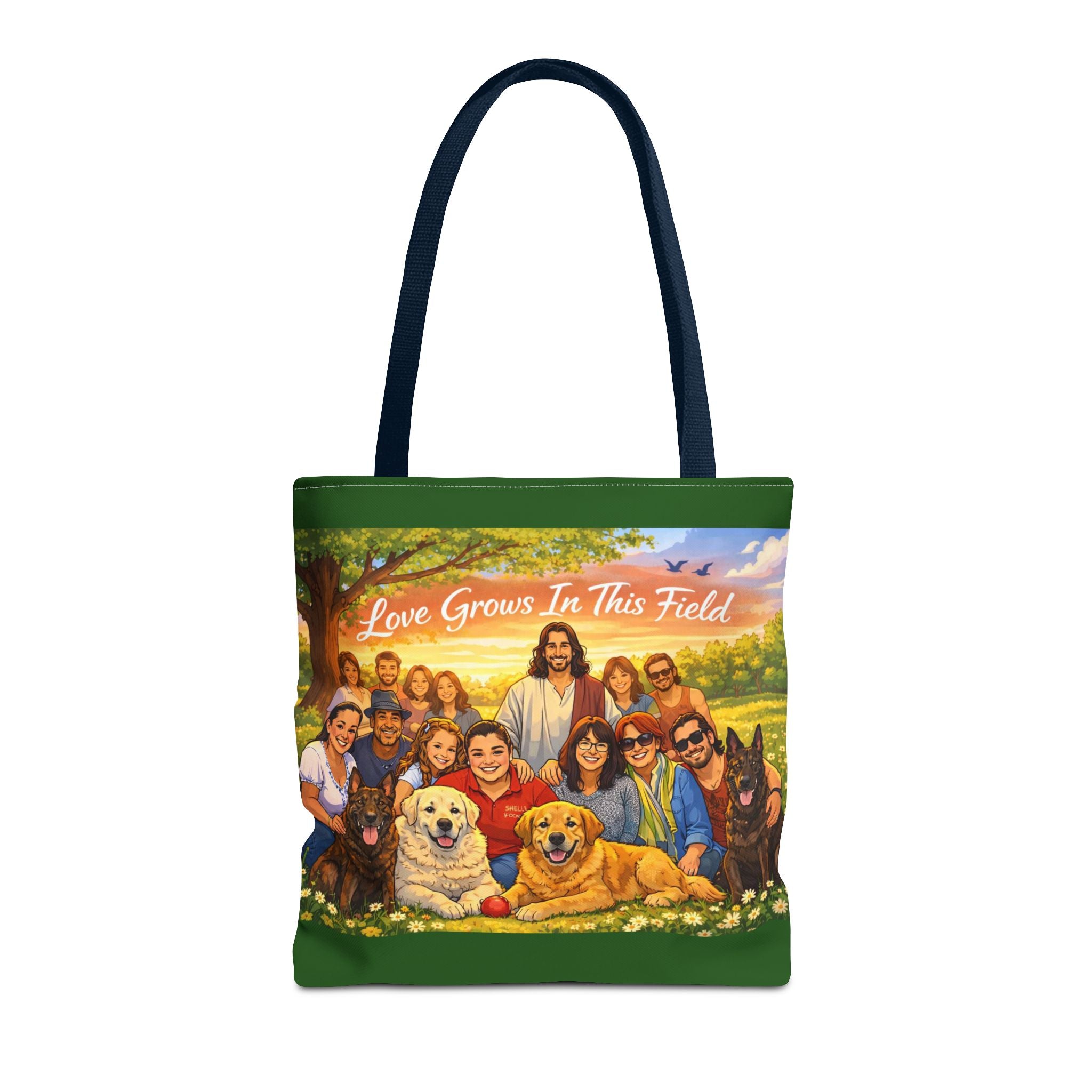 Love Grows In This Field Tote Bag — Jesus & Dogs Inspirational Art Tote