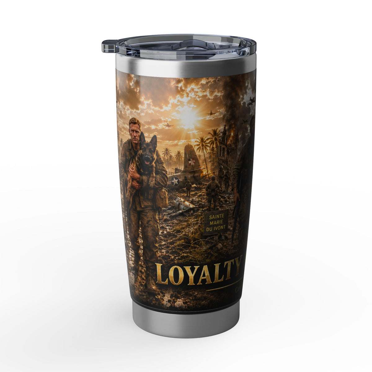 Military Veteran Travel Tumbler — 'Duty Under Fire' Insulated 20oz