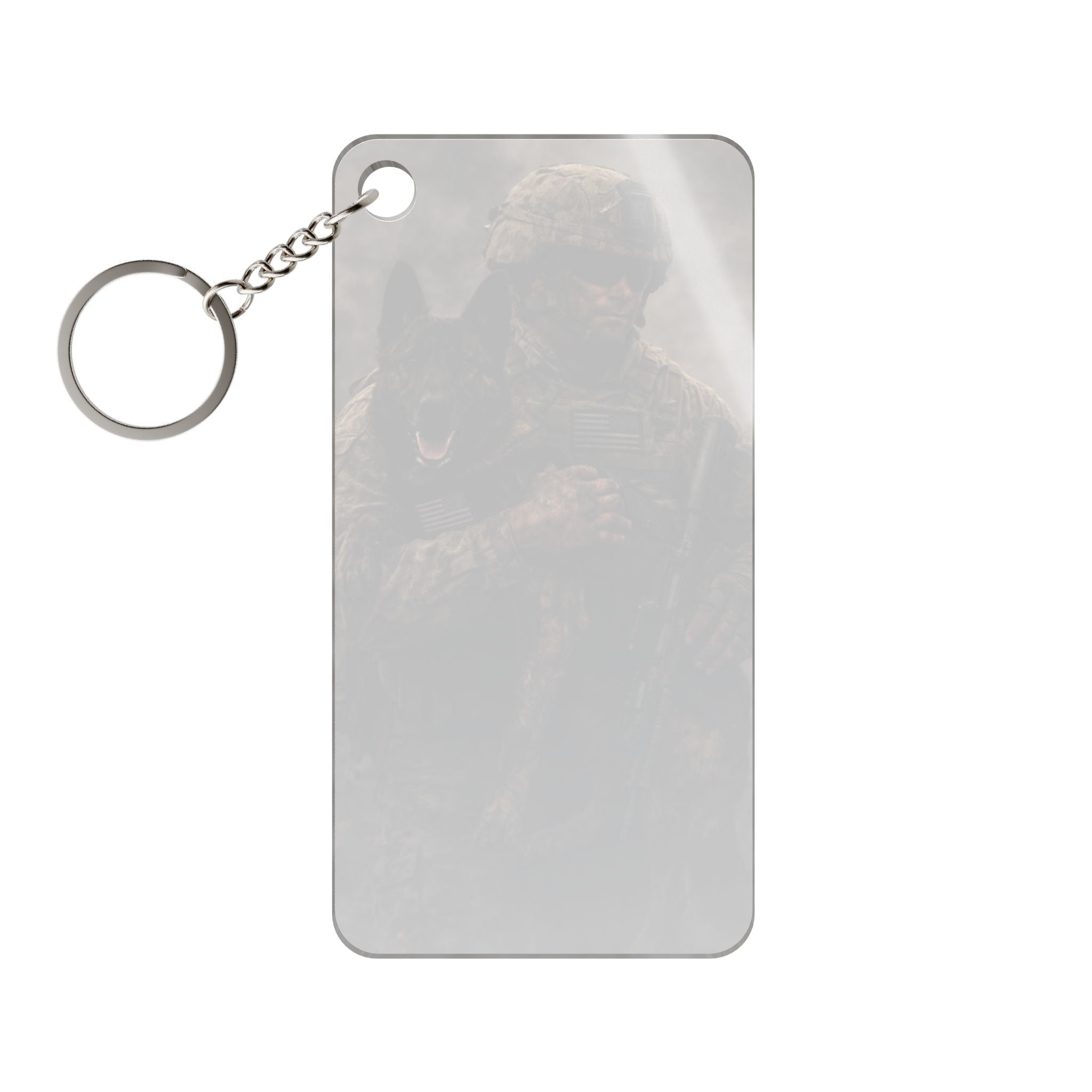 Military K9 Soldier Keychain Charm — Veteran Dog Handler Tribute
